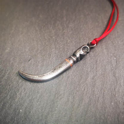 Skull Wolf Tooth Amulet 2.16" - Tibetan Buddhist amulet, view 8