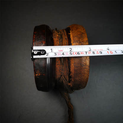 Chod Drum - Damaru 4.15" - Tibetan Buddhist art, size reference