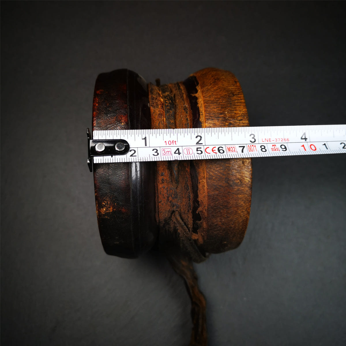 Chod Drum - Damaru 4.15" - Tibetan Buddhist art, size reference
