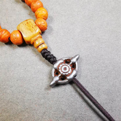 Cold Iron Vajra Amulet 1.0" - Tibetan Buddhist amulet, front view