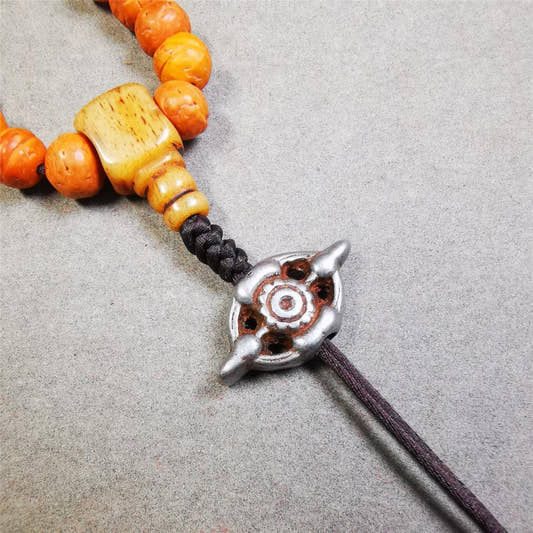 Cold Iron Vajra Amulet 1.0" - Tibetan Buddhist amulet, front view