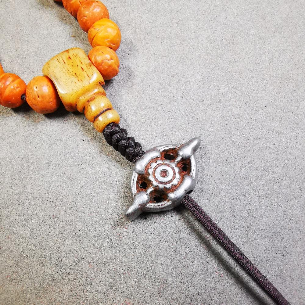 Cold Iron Vajra Amulet 1.0" - Tibetan Buddhist amulet, front view