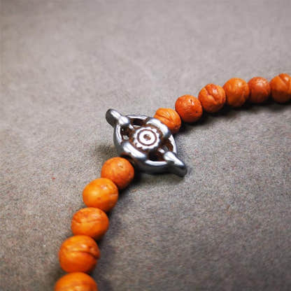 Cold Iron Vajra Amulet 1.0" - Tibetan Buddhist amulet, close-up detail