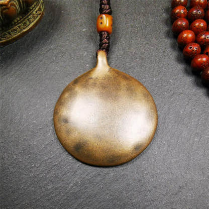 Copper Melong 1.77" - Tibetan Buddhist art, detailed view