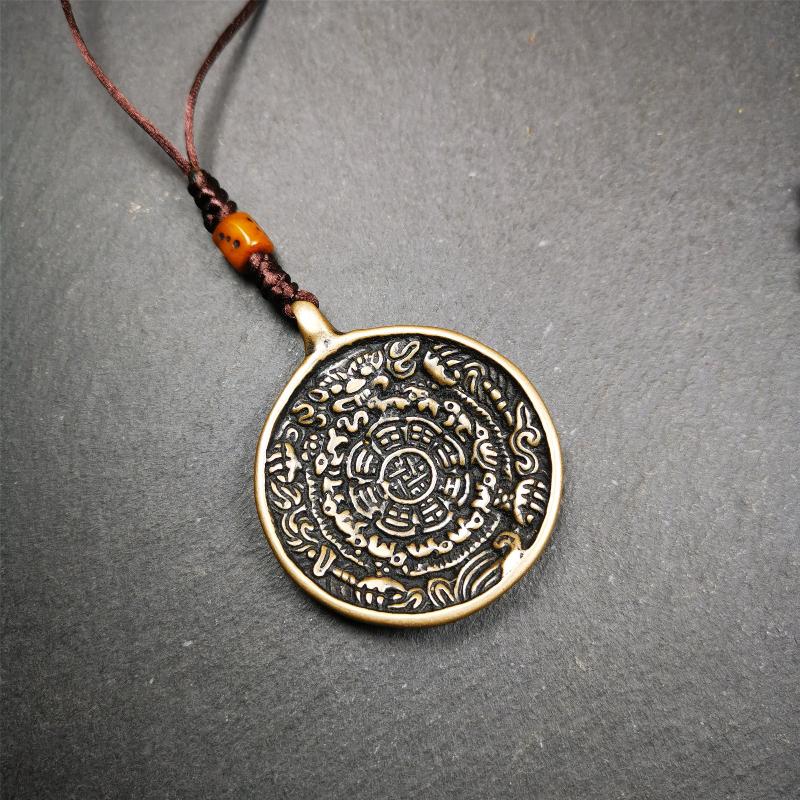 Copper Melong 1.77" - Tibetan Buddhist art, close-up detail