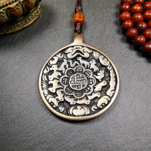 Copper Melong 1.96" - Tibetan Buddhist art, front view