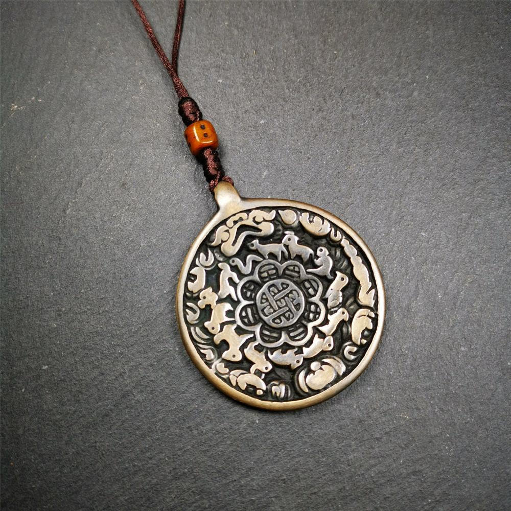 Copper Melong 1.96" - Tibetan Buddhist art, close-up detail