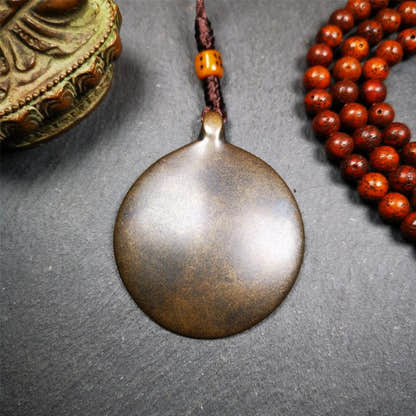 Copper Melong 1.88" - Tibetan Buddhist art, detailed view