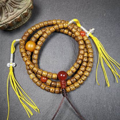 Old Lotus Seed Mala 0.24" - Tibetan Buddhist mala beads, view 4