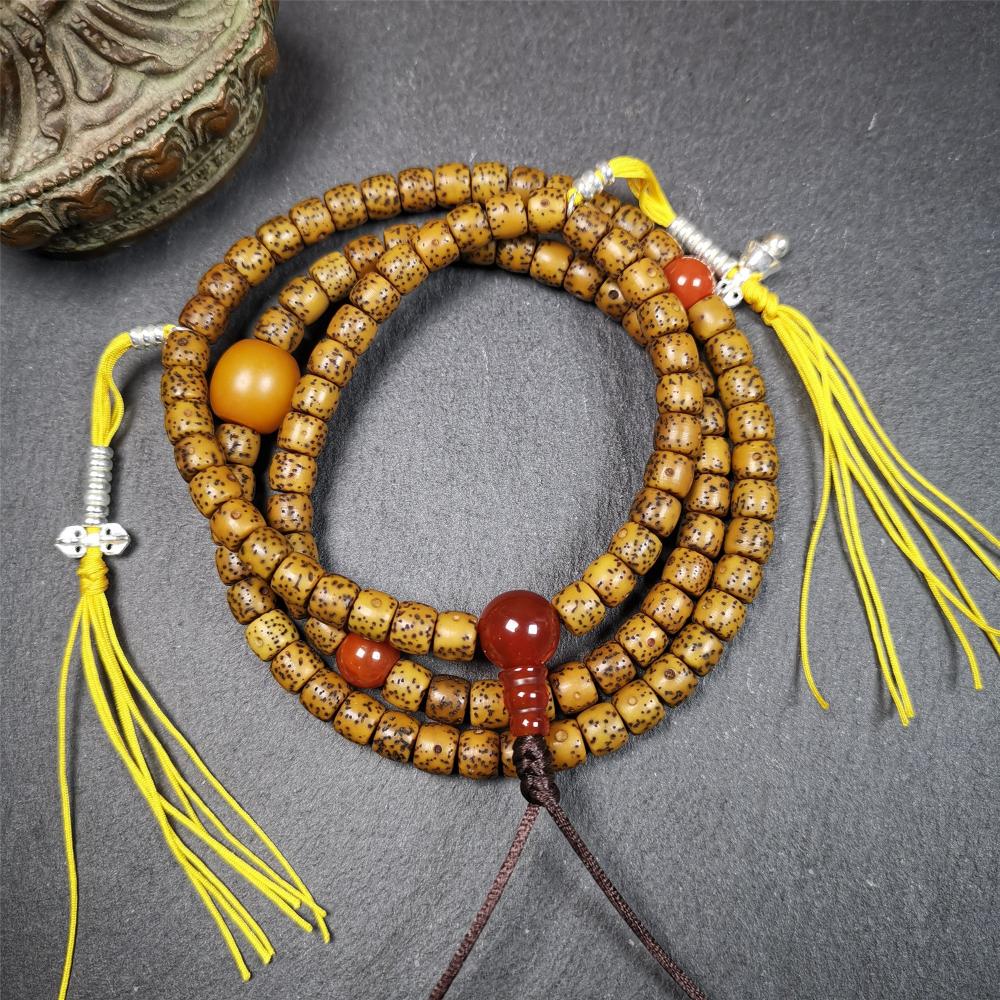 Old Lotus Seed Mala 0.24" - Tibetan Buddhist mala beads, view 4