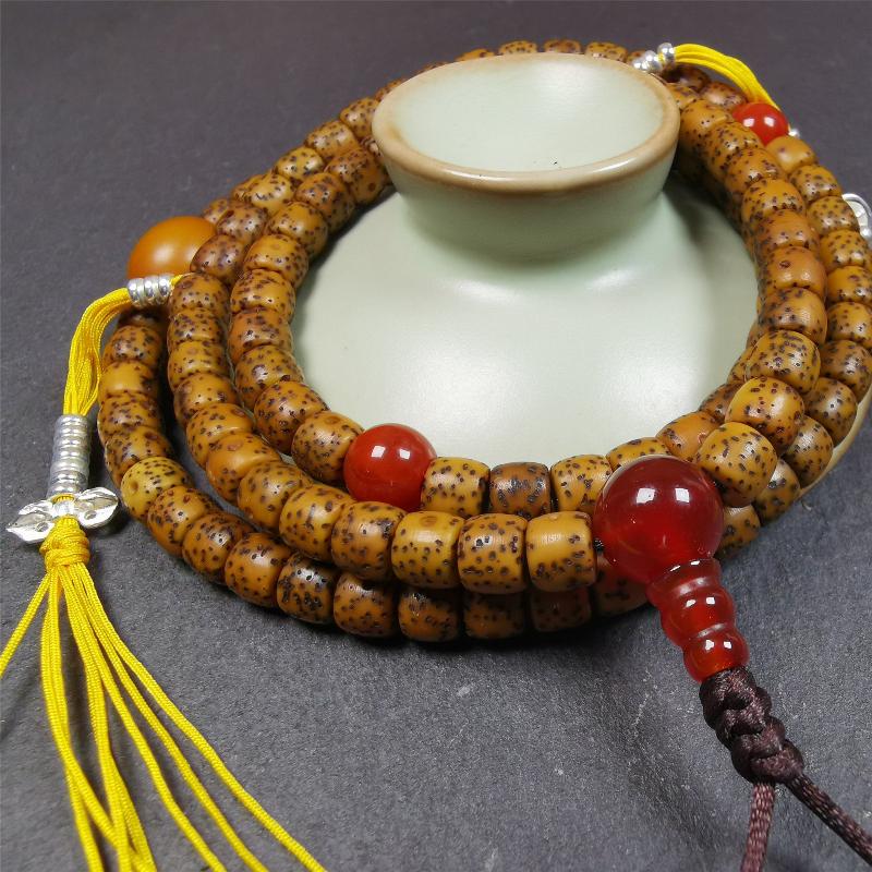 Old Lotus Seed Mala 0.24" - Tibetan Buddhist mala beads, view 6