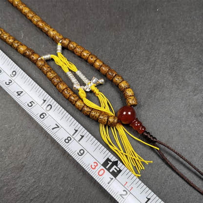 Old Lotus Seed Mala 0.24" - Tibetan Buddhist mala beads, view 8