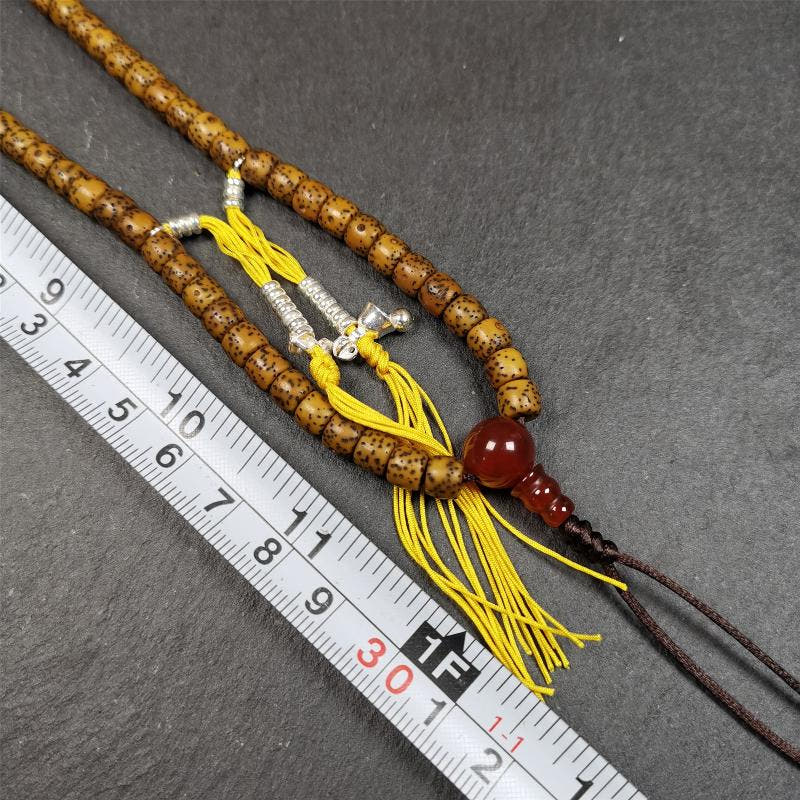 Old Lotus Seed Mala 0.24" - Tibetan Buddhist mala beads, view 8