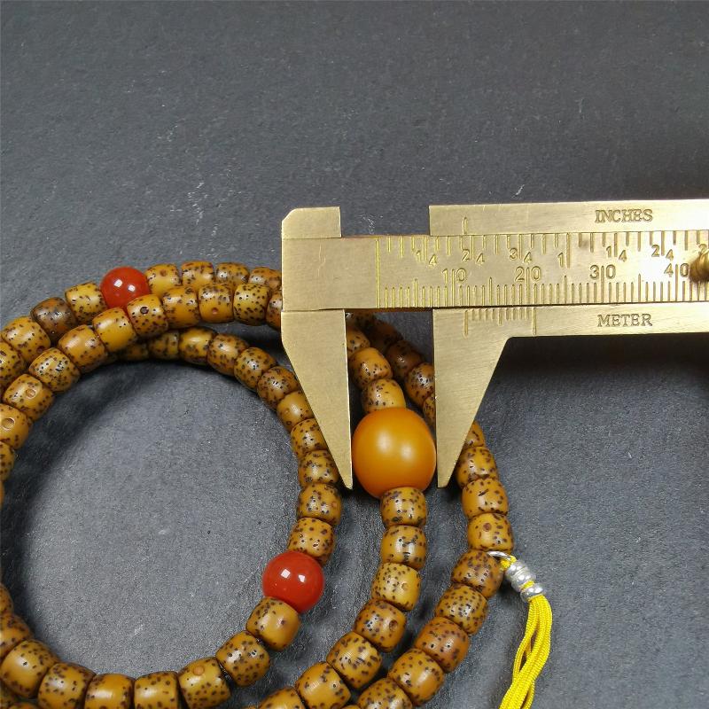 Old Lotus Seed Mala 0.24" - Tibetan Buddhist mala beads, view 9