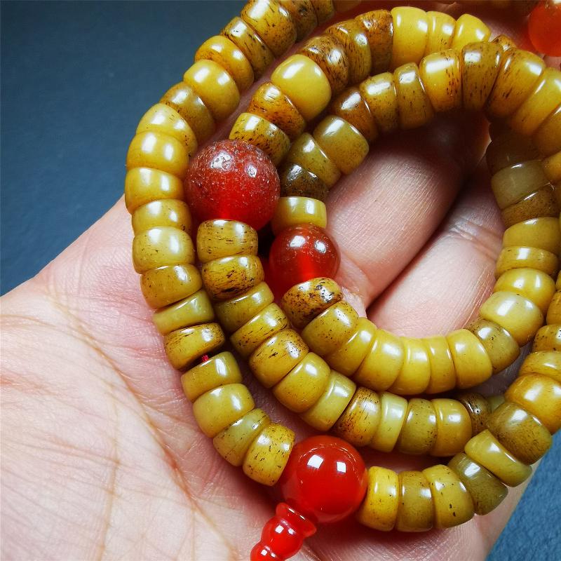 Bevel Cut Yak Bone Mala 0.32" - Tibetan Buddhist mala beads, view 5
