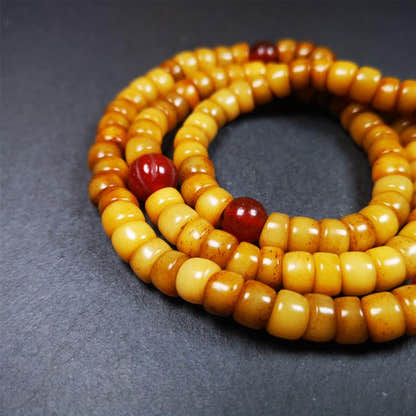 Bevel cut Yak Bone Mala 0.35" - Tibetan Buddhist mala beads, view 4