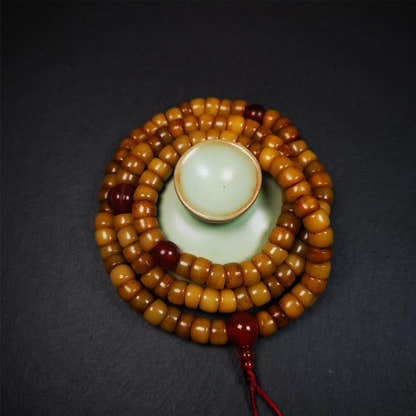 Bevel cut Yak Bone Mala 0.35" - Tibetan Buddhist mala beads, view 7