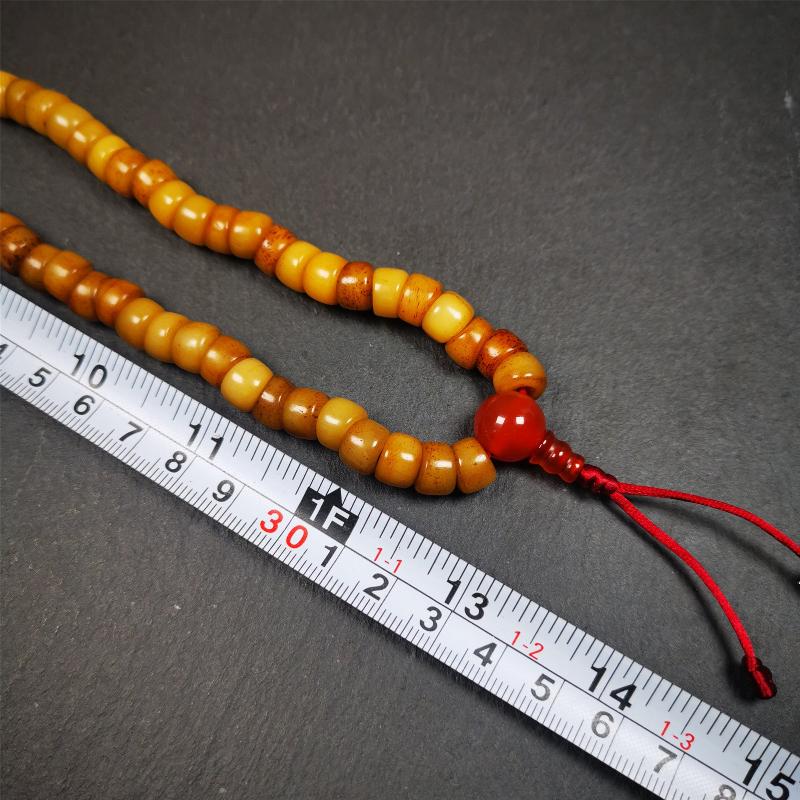 Bevel cut Yak Bone Mala 0.35" - Tibetan Buddhist mala beads, view 9