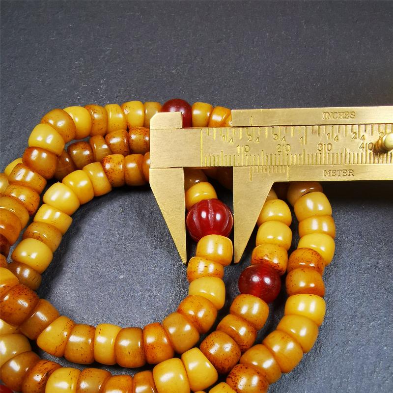 Bevel cut Yak Bone Mala 0.35" - Tibetan Buddhist mala beads, view 10