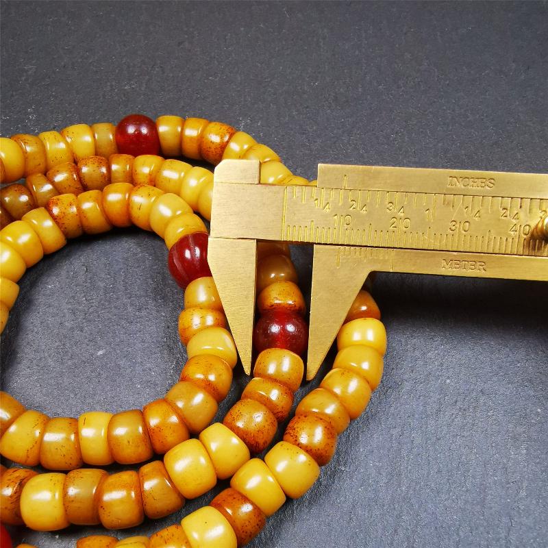 Bevel cut Yak Bone Mala 0.35" - Tibetan Buddhist mala beads, view 11