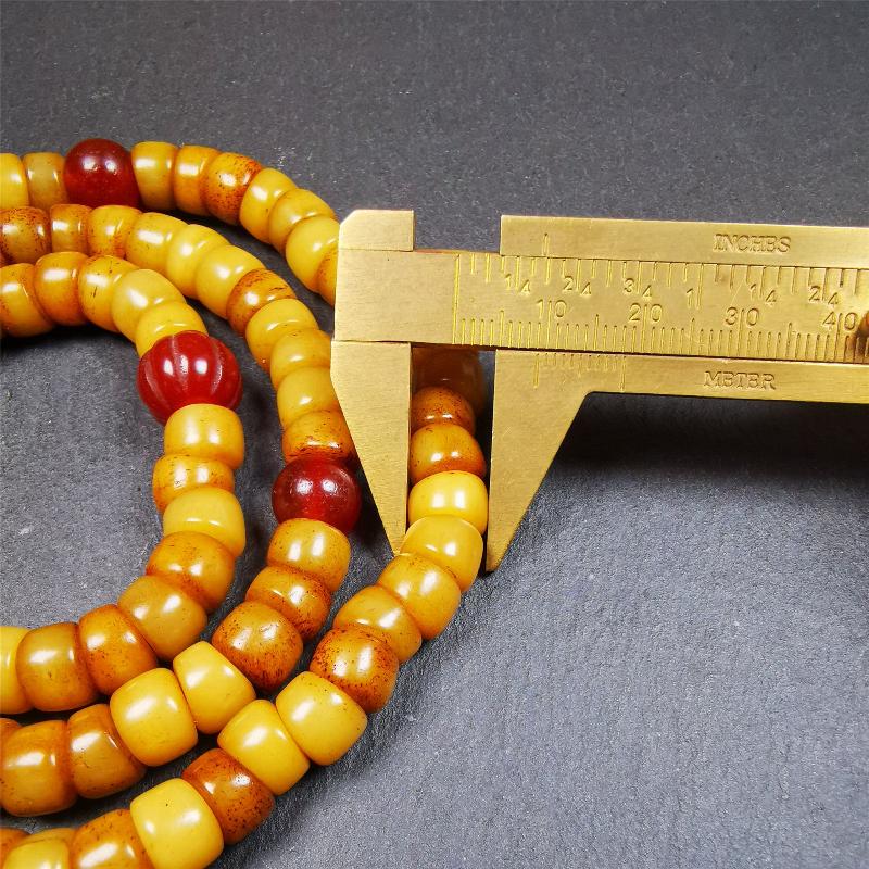 Bevel cut Yak Bone Mala 0.35" - Tibetan Buddhist mala beads, view 12
