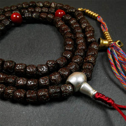 Old Rudraksha Mala 0.32" - Tibetan Buddhist mala beads, view 4