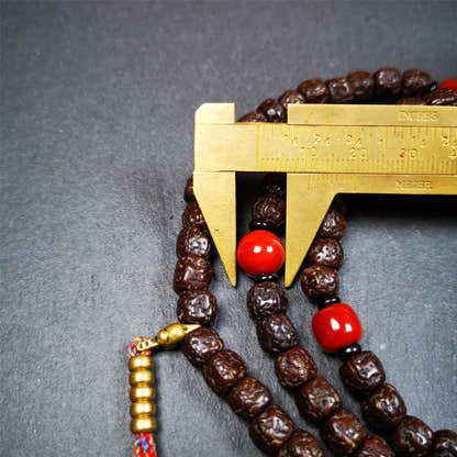 Old Rudraksha Mala 0.32" - Tibetan Buddhist mala beads, view 10