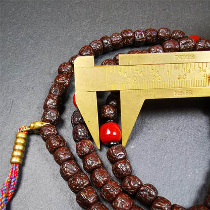 Old Rudraksha Mala 0.32" - Tibetan Buddhist mala beads, view 11