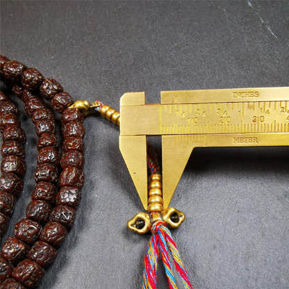 Old Rudraksha Mala 0.32" - Tibetan Buddhist mala beads, view 13