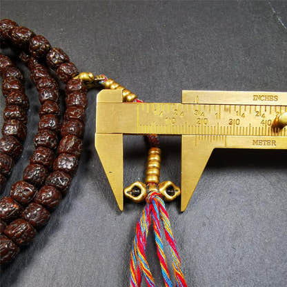 Old Rudraksha Mala 0.32" - Tibetan Buddhist mala beads, view 14