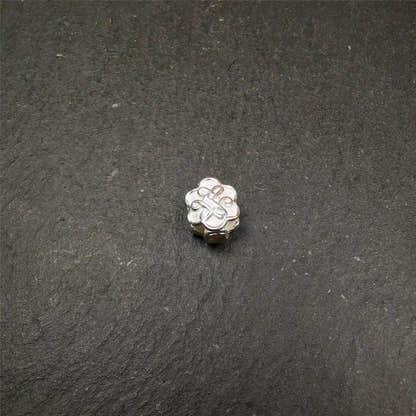 Sterling Silver Lucky Knot Bead,0.4" - Tibetan Buddhist art, view 6