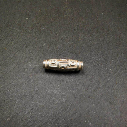 Sterling Silver Dzi Bead - Tibetan dzi bead, view 9