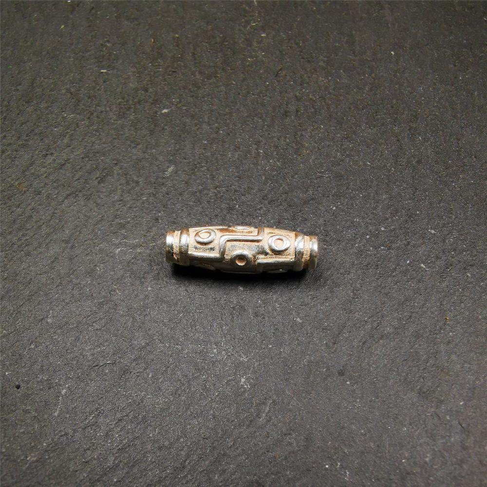Sterling Silver Dzi Bead - Tibetan dzi bead, view 9