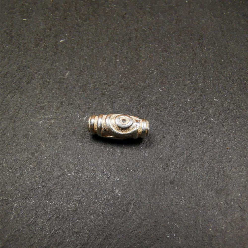 Sterling Silver Dzi Bead - Tibetan dzi bead, view 13