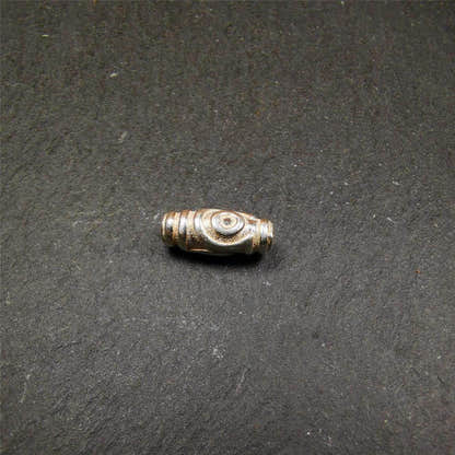 Sterling Silver Dzi Bead - Tibetan dzi bead, view 10