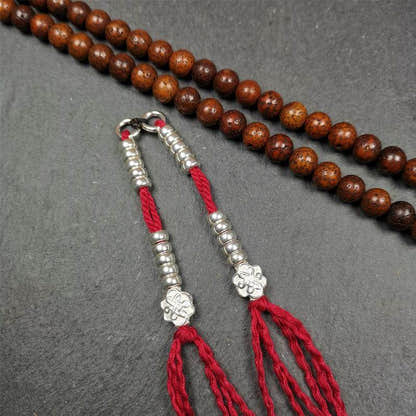 5mm Sterling Silver Prayer Bead Counters with Lucky Knot Pendant - Tibetan Buddhist art, view 4