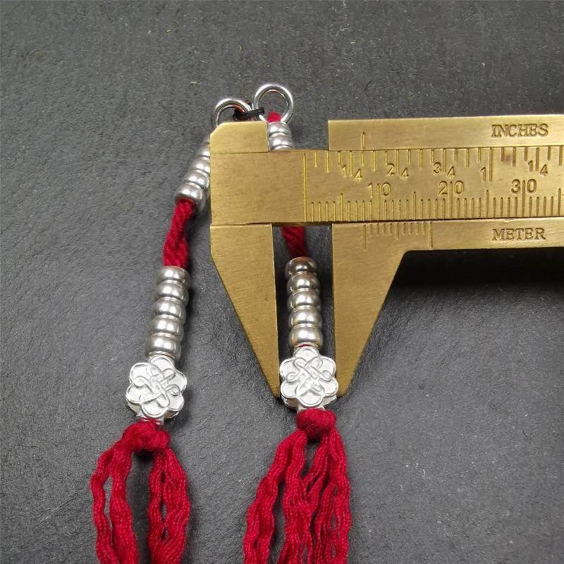 5mm Sterling Silver Prayer Bead Counters with Lucky Knot Pendant - Tibetan Buddhist art, view 9