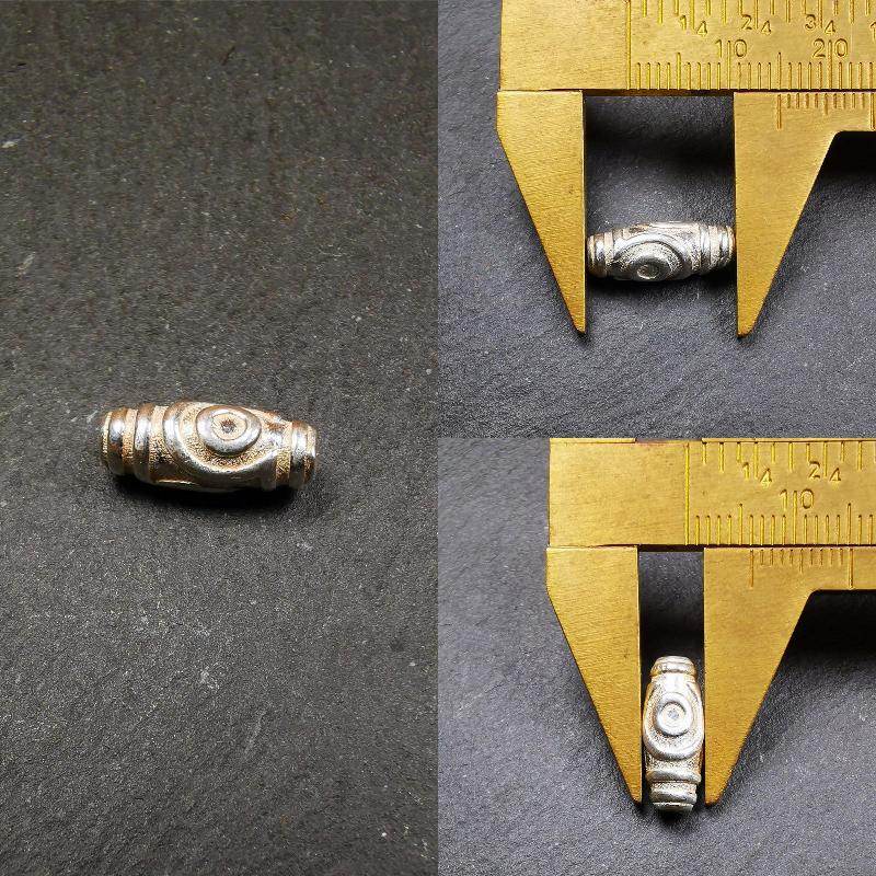 Sterling Silver Dzi Bead - Tibetan dzi bead, view 11