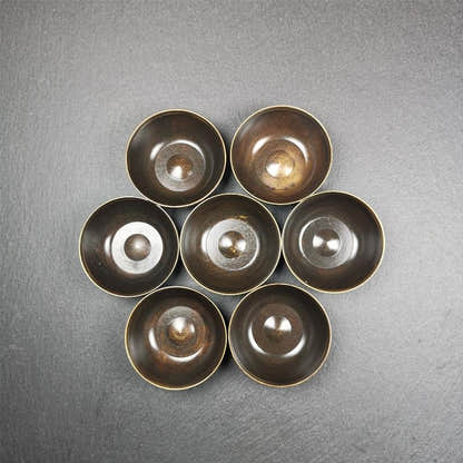 Small Water Offering Bowls Set 2.2" - Tibetan Buddhist art, front view