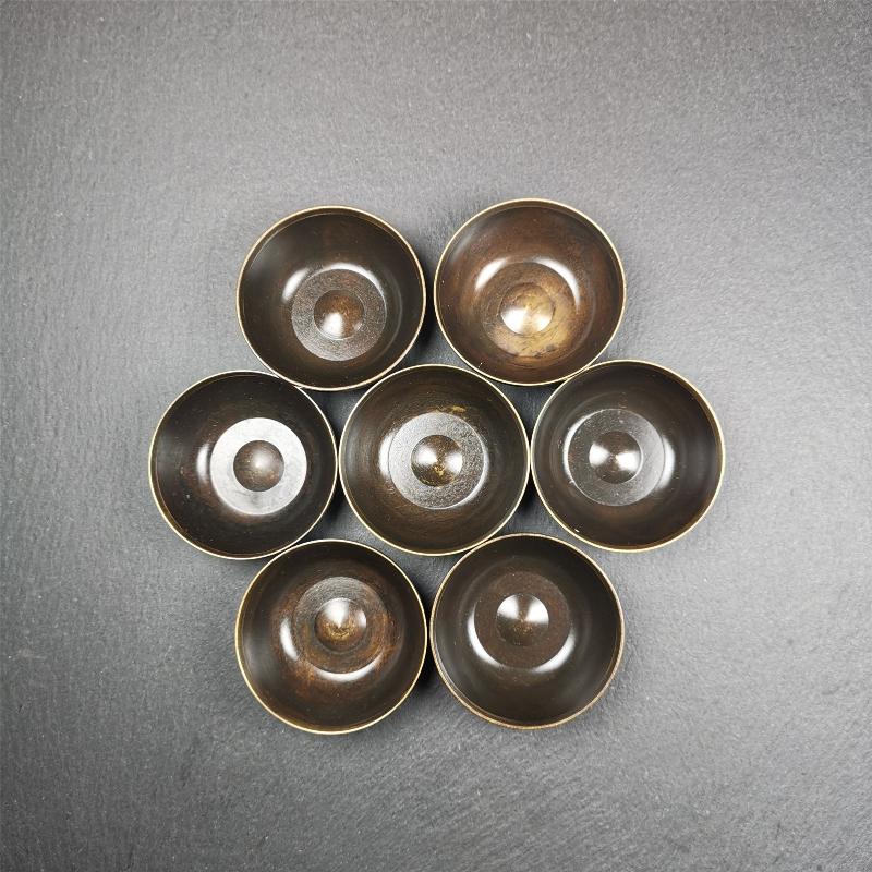 Small Water Offering Bowls Set 2.2" - Tibetan Buddhist art, front view