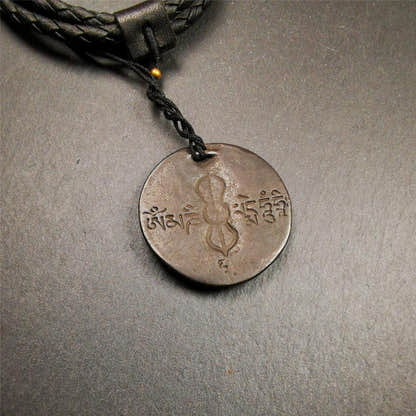 Guru Rinpoche Pendant 1.4" - Tibetan Buddhist art, detailed view