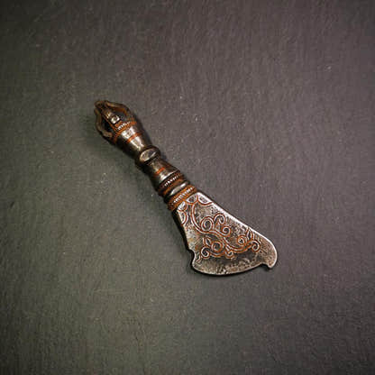 Kartika Knife 3.9" - Tibetan Buddhist art, close-up detail