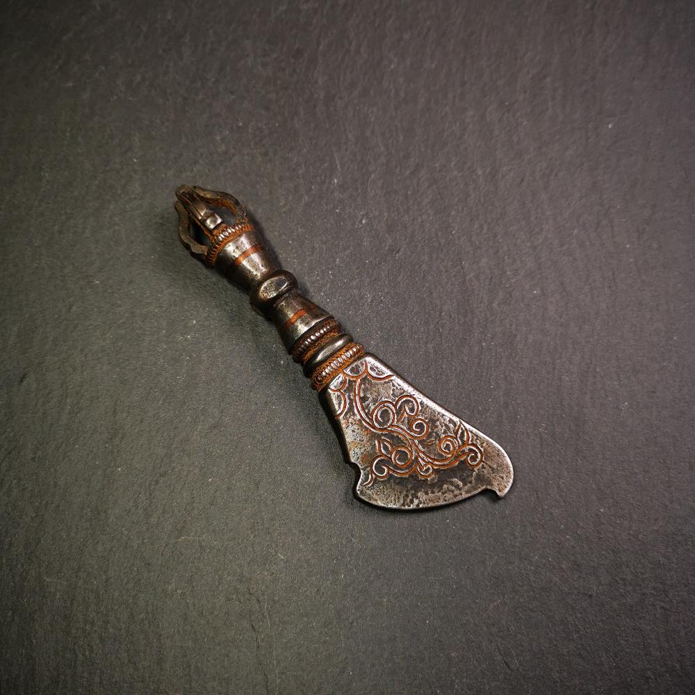 Kartika Knife 3.9" - Tibetan Buddhist art, close-up detail