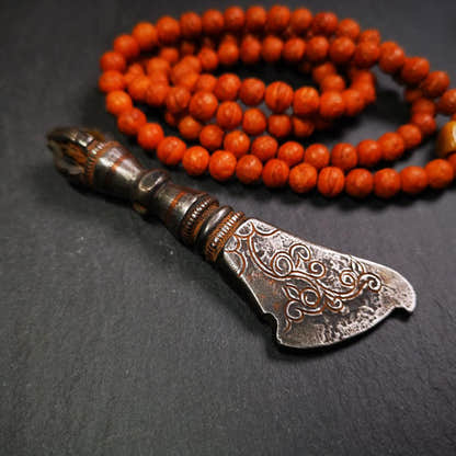 Kartika Knife 3.9" - Tibetan Buddhist art, detailed view