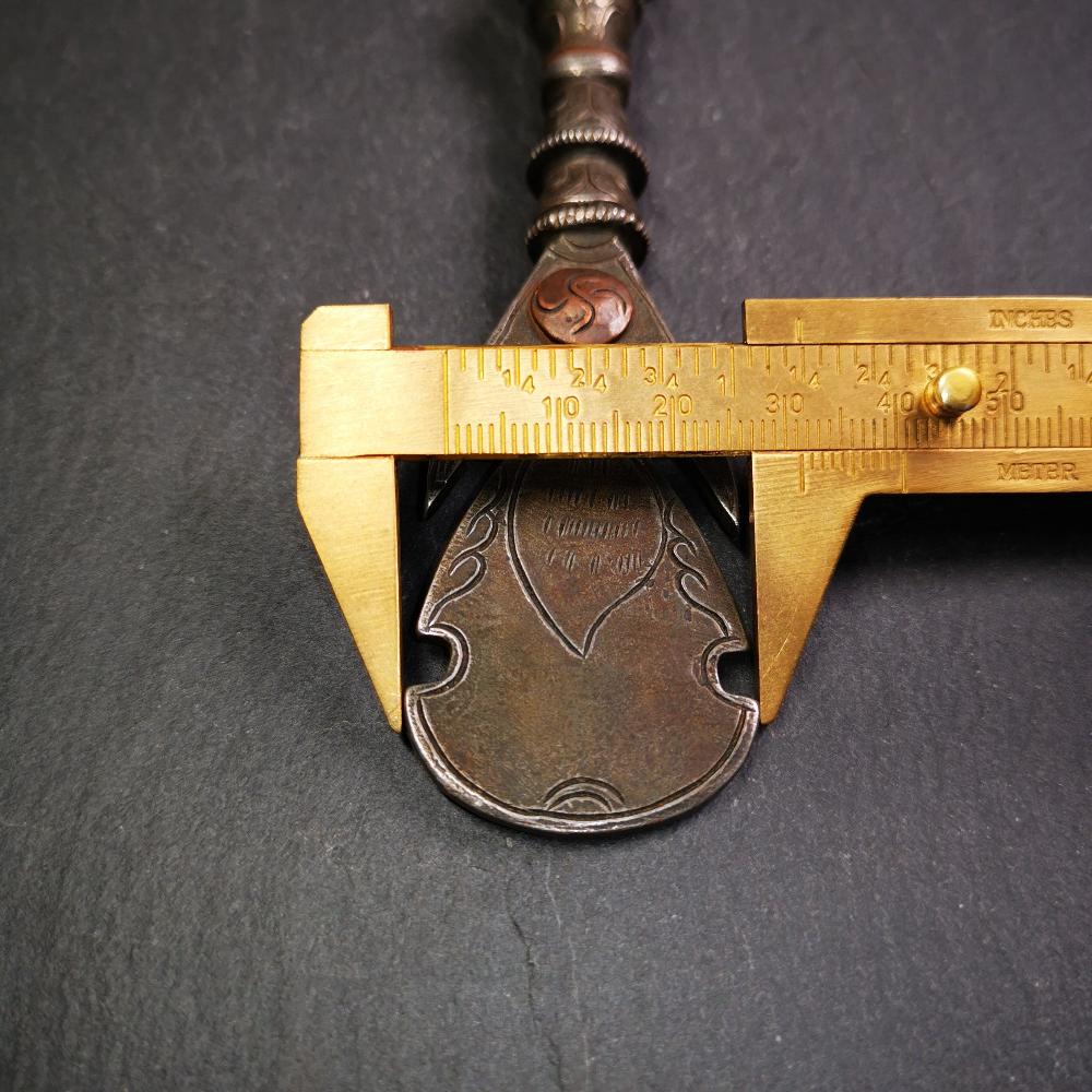 Round Kartika Knife 4.33" - Tibetan Buddhist art, size reference