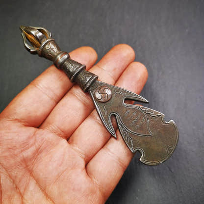 Round Kartika Knife 4.33" - Tibetan Buddhist art, view 8