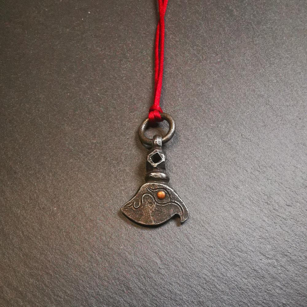 Kartika Pendant, 1.1" - Tibetan Buddhist art, close-up detail