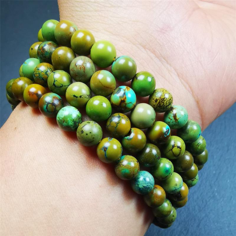 Old 0.27" Turquoise Mala,32" - Tibetan Buddhist mala beads, view 8
