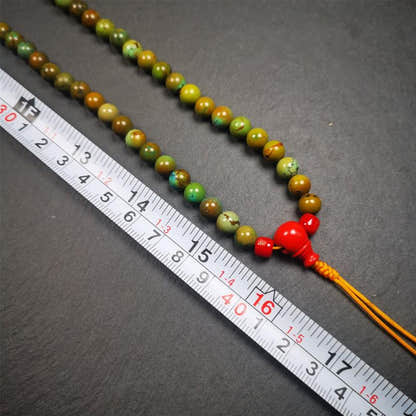 Old 0.27" Turquoise Mala,32" - Tibetan Buddhist mala beads, view 9