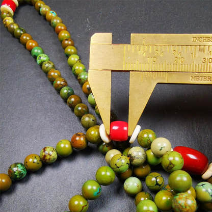 Old 0.27" Turquoise Mala,32" - Tibetan Buddhist mala beads, view 12